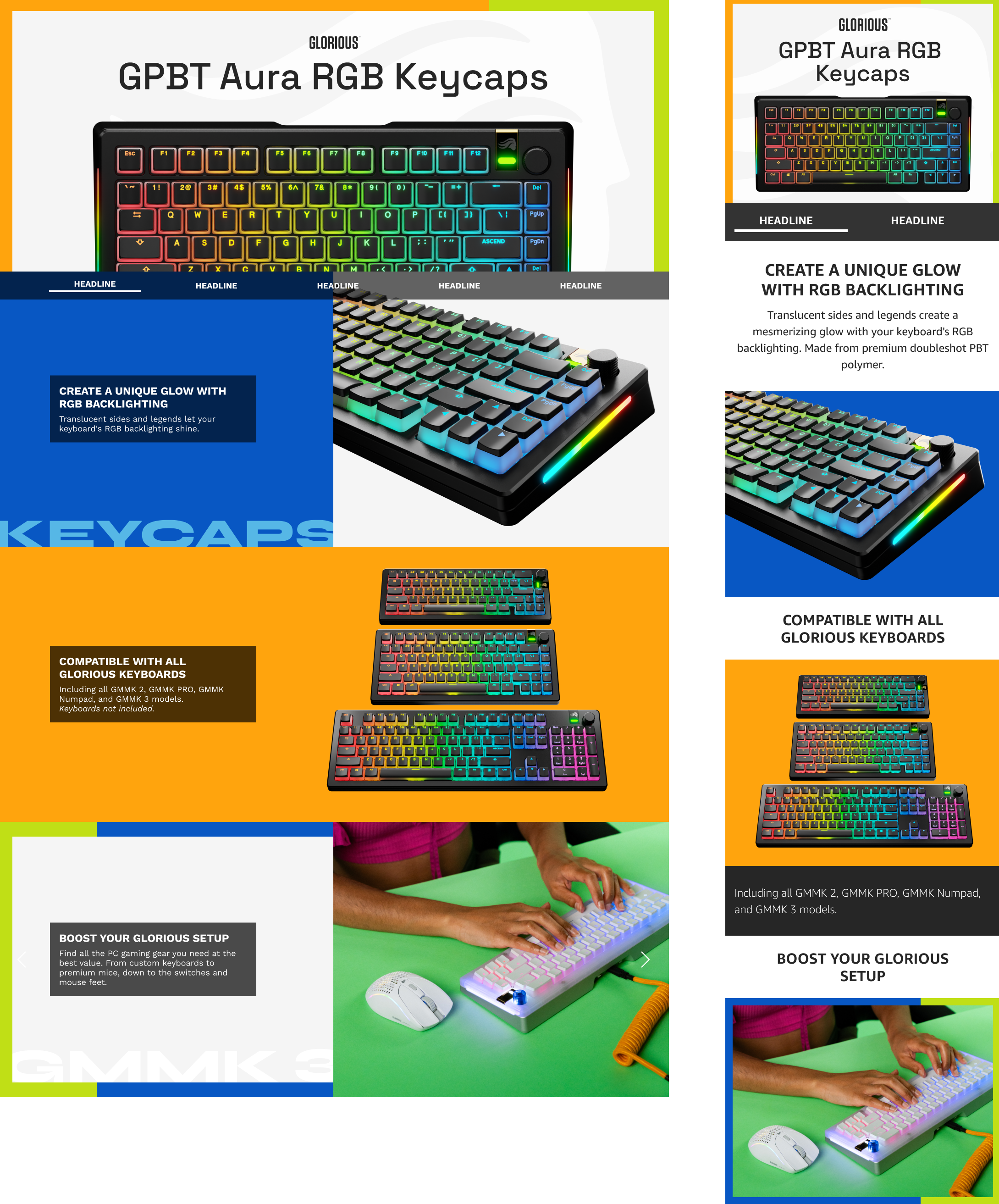 A large marketing image providing additional information about the product Glorious Aura V3 Keycaps - Black - Additional alt info not provided